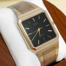 SEIKO 5931 5460 Dolce Wristwatch Square Gold Black Dial Authentic Genuine