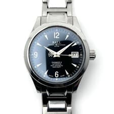 BALL WATCH Engineer II NM1026C Black Silver Ohio Date 37mm Auth Men's Working