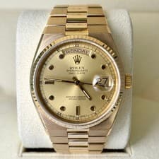 Rolex Day-Date Oysterquartz 36 Pinball Dial 18K Yellow Gold Champagne 19018 1986