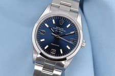 1997 Rolex Air-King 34mm Steel Original Blue Explorer Dial Tritium Lume 14000