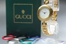 Vintage [w/ Box] Gucci Change Bezel 11/12.2 6 Colors Gold Women's Quartz Watch