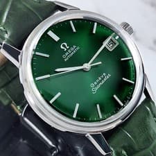 OMEGA GENEVE SEAMASTER AUTOMATIC 24 JEWELS CAL.565 DATE GREEN DIAL MEN'S WATCH