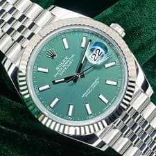 Rolex Datejust 41mm Mint Green Fluted Bezel Jubilee Bracelet MINT SET 126334