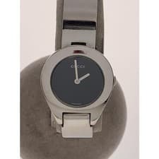 Used GUCCI◆Quartz watch/analog/stainless steel/BLK/SLV/SS/6700L