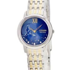 Citizen Eco-Drive Ariel Watch Women Blue Dial Gold/Silver Band Diamonds