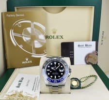 ROLEX 40mm Stainless Steel GMT Master II Black Blue Batman 116710 BLNR
