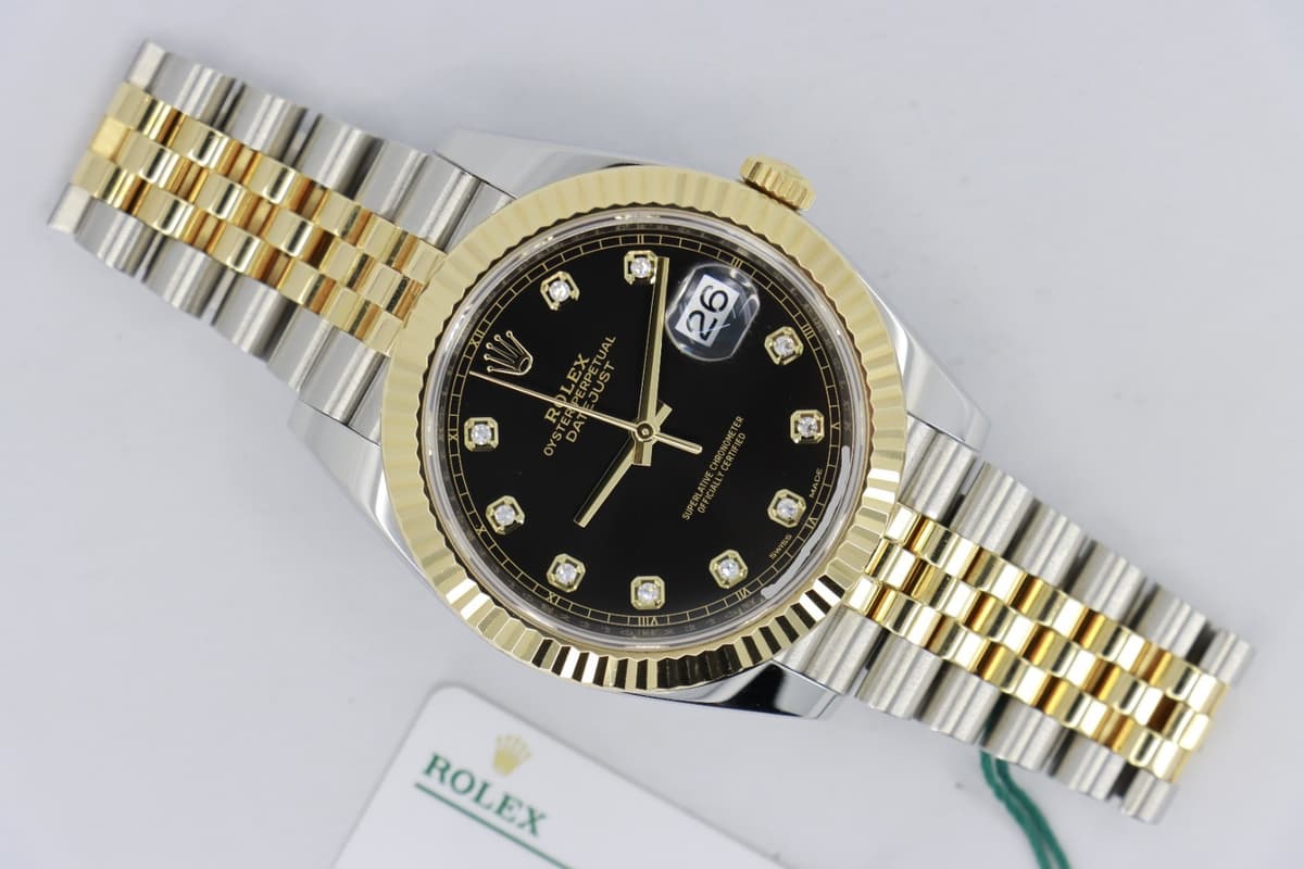 Rolex Datejust 41 126333 Black Diamond Dial Jubilee Band 2-Tone Box & Papers
