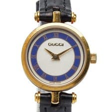 Used Gucci Sherry Line Watch Aftermarket Belt Quartz Silver Dial Plated Ladies