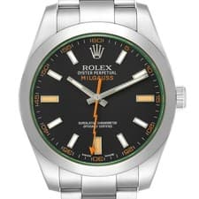 Rolex Milgauss Green Crystal Black Dial Steel Mens Watch 116400GV Box Card