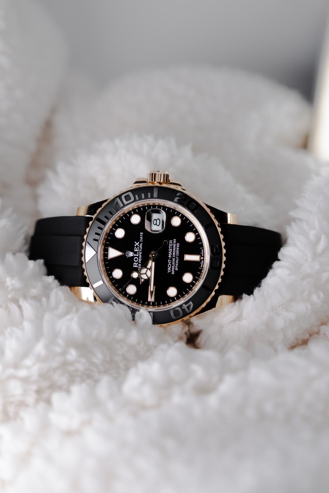 Rolex 42mm Yacht-Master Oysterflex Ceramic Bezel Yellow Gold Full Set New 226658