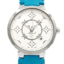Louis Vuitton QA120Z Silver Dial Quartz Watch 39mm SS Original Strap Excellent