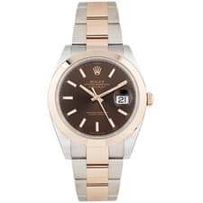 Rolex Datejust 41 Stainless Steel & Rose Gold Brown Dial 41mm 126301 Full Set