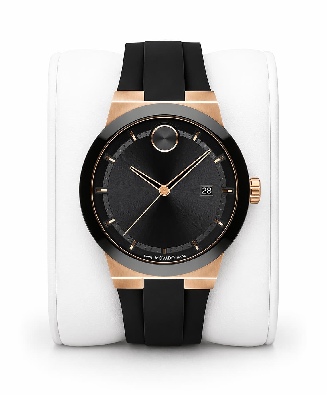 Movado Bold 42mm Bronze Stainless Steel Case with Black Sillicone Strap Men's...