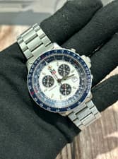 TAG HEUER pilot 530.806 Date Chronograph White / Navy Dial Quartz Men's b334