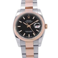 ROLEX Datejust 36mm Steel 18K Rose Gold Black Dial 116201