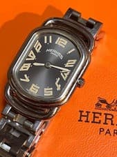 Vintage HERMES Rally RA1.810 Small Seconds Glay Dial Qz Men's Watch