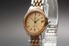 Vintage 1980s Omega Seamaster Cal.1426 Gold Date 22mm Quartz Women's Watch JAPAN