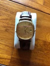 Longines Leather Watch Vintage Mens Gold Dial Timepiece Classic Preowned