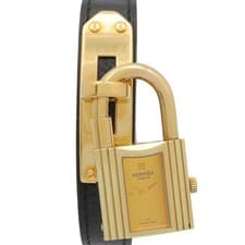 HERMES Kelly Watch Champagne Watch GP (Gold Plated) Leather Strap Gold Ladies Go