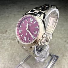 Seiko Lukia Lucky Passport Bordeaux Titanium Radio Solar Women's Watch 5.5 in
