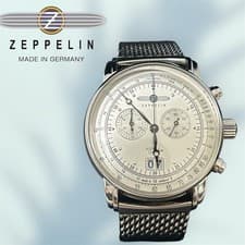 Zeppelin Chronograph Wristwatch Stainless Steel White Dial