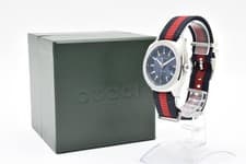 [TOP MINT w/Case] GUCCI 142.3 Navy Dial Silver 42mm Round Quartz Mens Watch
