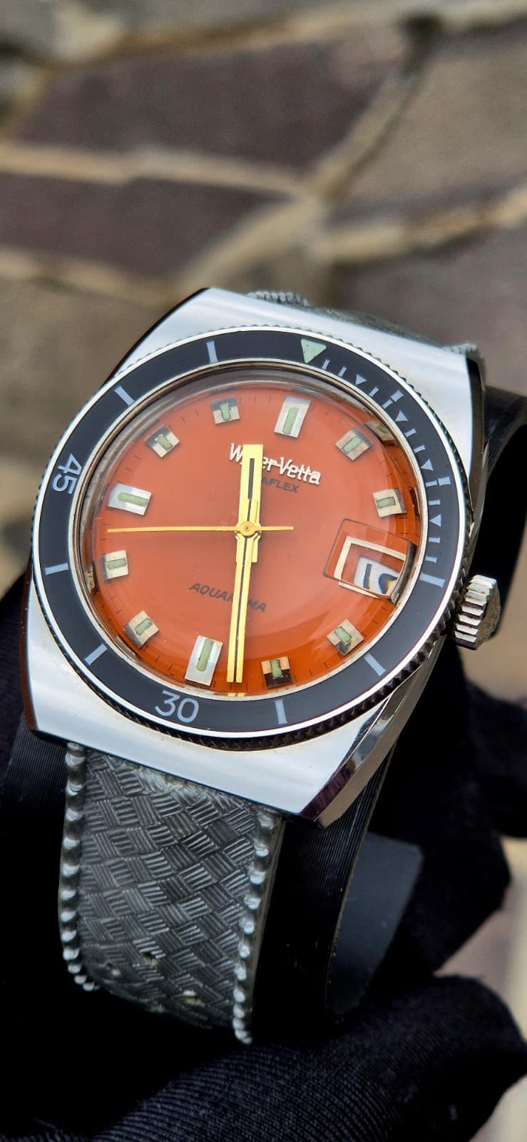 Wyler Peak Aquarama Automatic Diver Steel Bakelite Mint Rare 1970