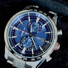 Citizen Attesa Eco Drive H800 AT8186 51L Titanium Watch Blue Dial