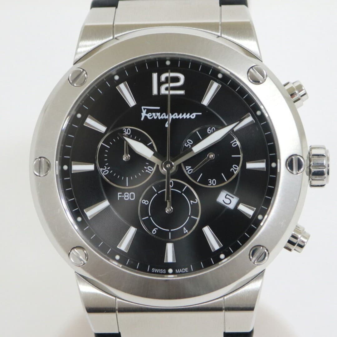 Ferragamo F80 Watch Quartz Stainless Steel Leather Band Used From Japan From Jap