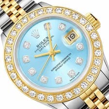 26mm Rolex Datejust 69173 18K Gold Diamond Light Blue Dial Steel Woman's Watch