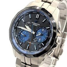 Casio OCW S2400 Oceanus Watch Solar Stainless Silver Black Dial Chronograph