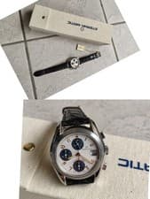 90s ETERNA-MATIC KONTIKI 1958 AUTOMATIC CHRONOGRAPH WATCH WATCHES 37.5mm BOX NOS