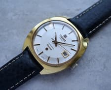 1973 Vintage Tissot Seastar Automatic Men's Watch Gold Leather Rare Date Leather