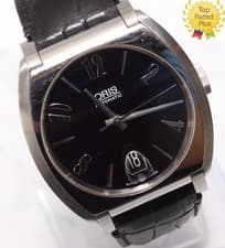 *EXC+5* Oris Frank Sinatra 7570 Date Automatic Black Quartz Men's Watch JAPAN