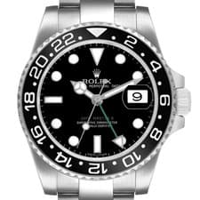 Rolex GMT Master II Black DIal Green Hand Steel Mens Watch 116710