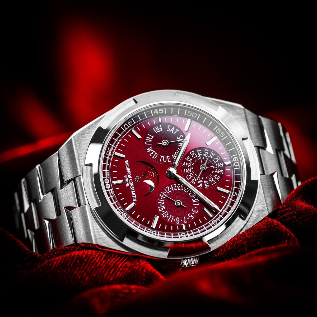 VC Ultra-Thin Perpetual Calendar White Gold Burgundy Dial 4300V/220G-H151 BNIB