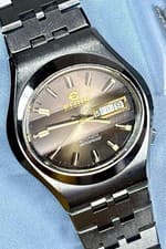 ELGIN INTAGE Elgin Sinn intage 70's Automatic Winding Cut Glass Brown Sunray