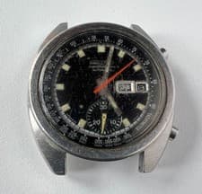 Vintage SEIKO 6139-6012 Automatic Chronograph Watch Mens Black Dial To Restore