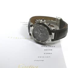 CARTIER PASHA 38 W3107355 Chronograph Date Automatic SS Leather Strap #C287