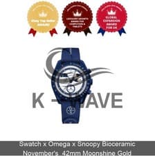 Swatch x Omega x Snoopy Bioceramic Moonswatch November's 42mm Moonshine Gold