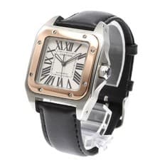 CARTIER SANTOS 100MM W20107X7 33mm SS/PG Silver Dial Automatic #C170