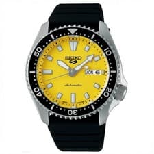 SEIKO 5 Sports SRPL87K1 Mens Automatic Watch 100m Yellow Dial Rubber