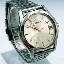 SEIKO CREDOR 8J82-0AB0 Quartz Men's Watch Silver Gold Date