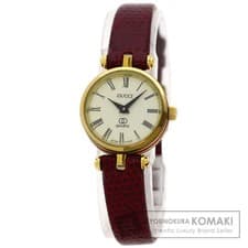 Used GUCCI Gucci Sherry Line Watch GP Leather Ladies Used