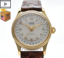 Vtg [Exc+5 w/Box] Oris Pointer Date 7405 Gold 26mm Women's Automatic Watch JAPAN