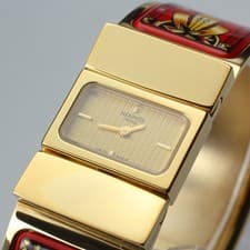 Vintage HERMES Loquet Enamel LO1.201 Women's Quartz Watch 19mm Box Bangle