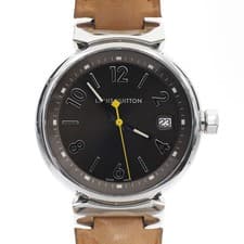 Louis Vuitton Tambour Q1311 Leather Used Ladies Wrist Watch