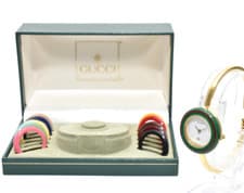 GUCCI 1100L Change Bezel 11/12.2 Vintage QuartzWomen Watch 12 Colors Gold White