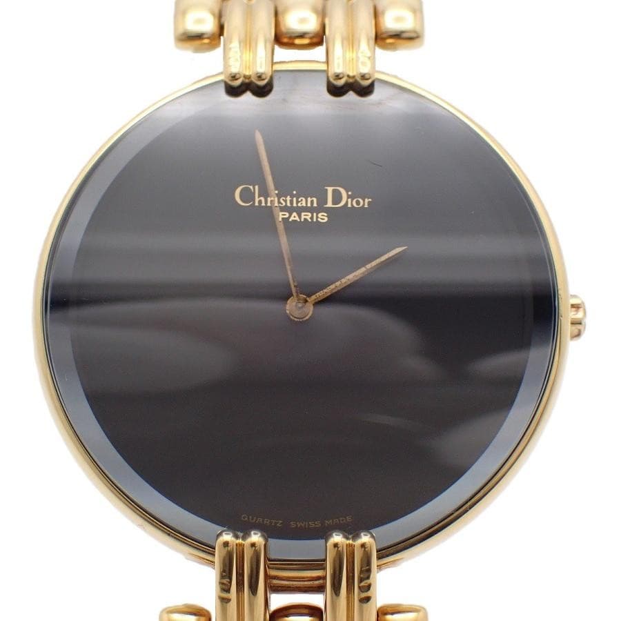 Christian Dior Bagheera 47.154-2 Quartz Black Dial Gold Plated Men's Watch