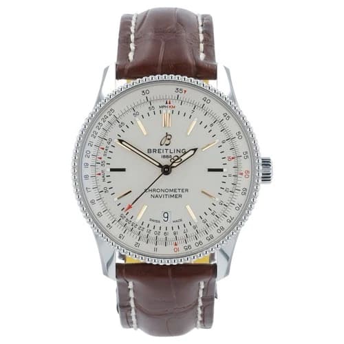Breitling Navitimer Stainless Steel Silver Dial 41mm Automatic Mens Watch A17326